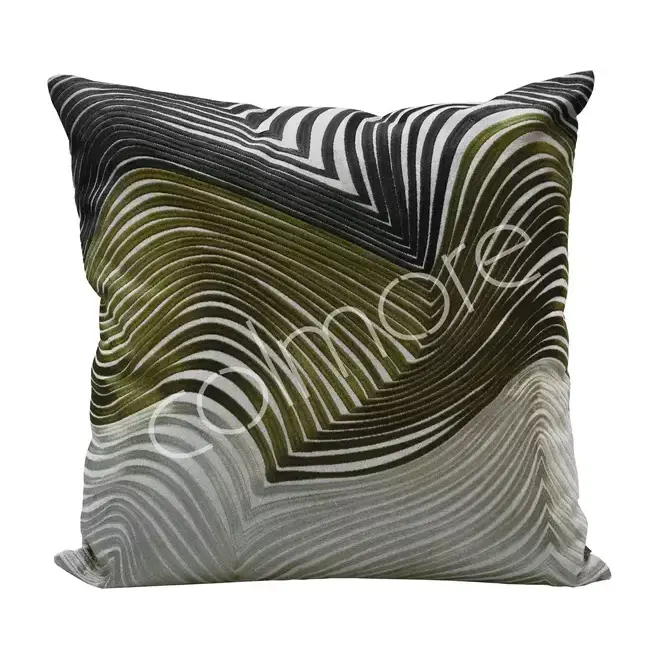 Cushion natural w/ green swirls CO 50x50