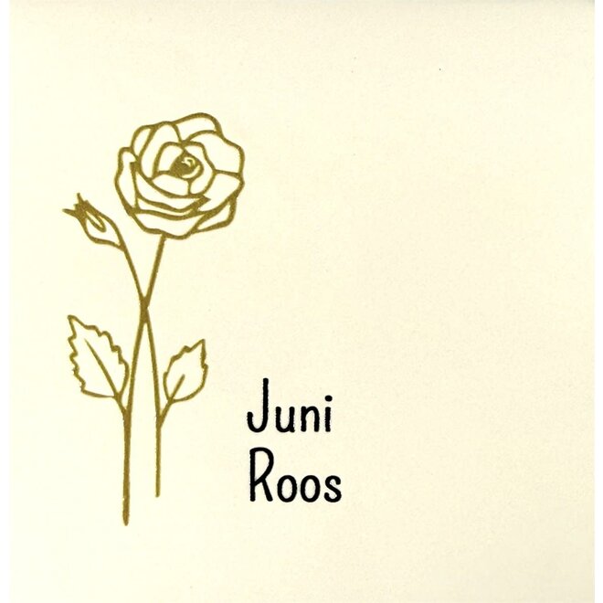 Tegeltje geboortetegel juni creme/goud(zwart)