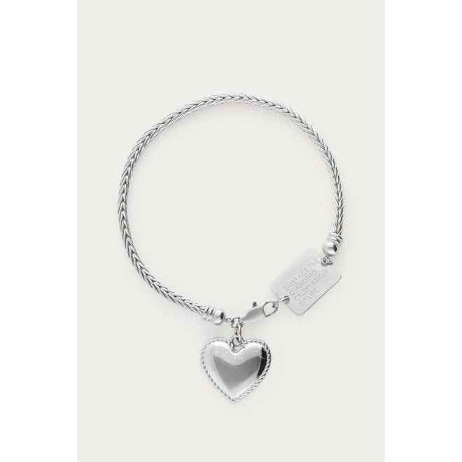 Bold armband met hartvormige bedel zilverkleurig