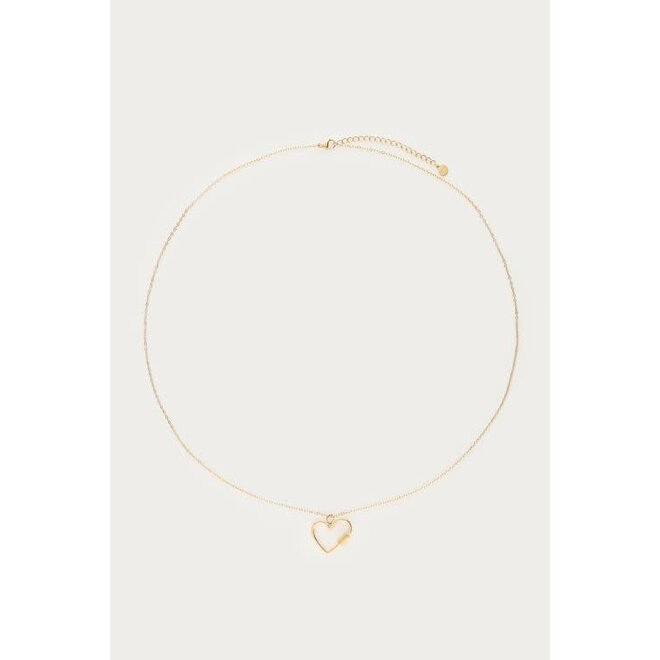 Bold lange minimalistische ketting met hart goudkleurig