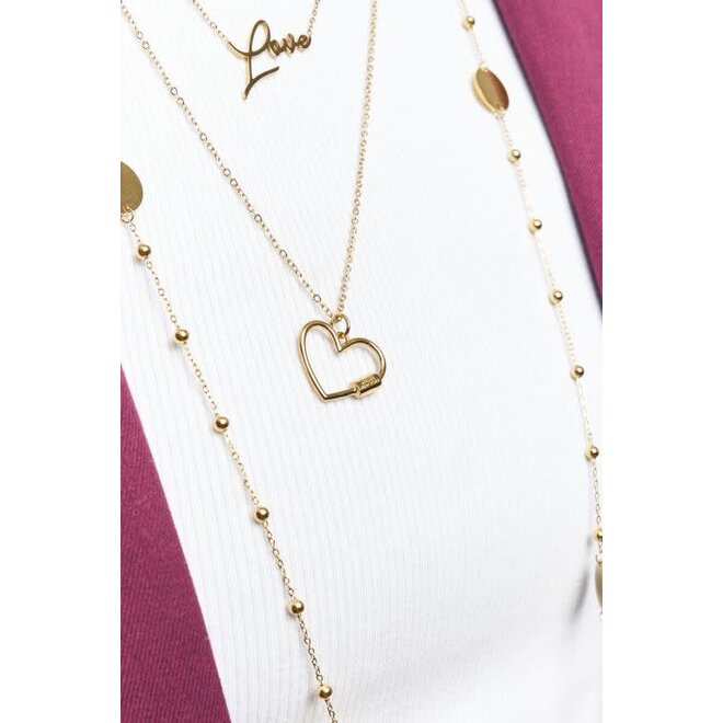 Bold lange minimalistische ketting met hart goudkleurig