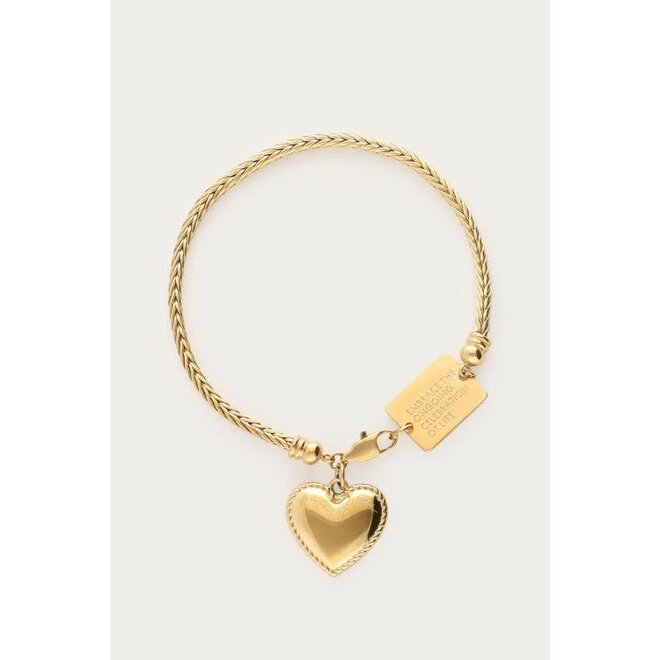 Bold armband met hartvormige bedel goudkleurig