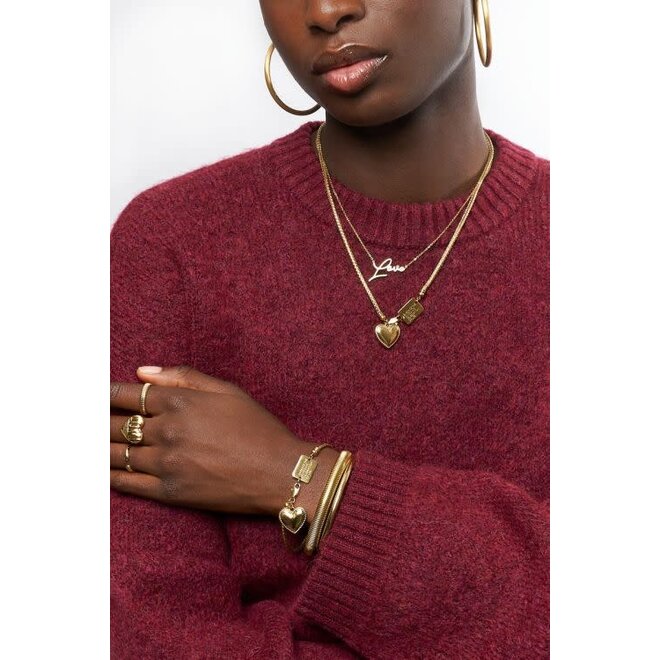 Bold armband met hartvormige bedel goudkleurig