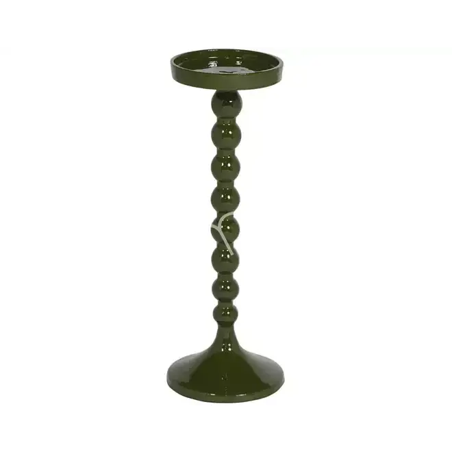 Candle holder moss green enamel ALU RAW 13x13x35