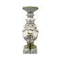 Candle holder pillar nutcracker white/gold resin 14x12x32