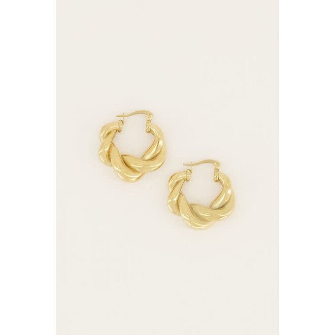 Iconic oorringen gedraaid patroon Goudkleurig