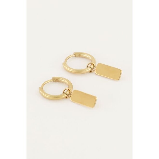 Oorringen rechthoek Goudkleurig
