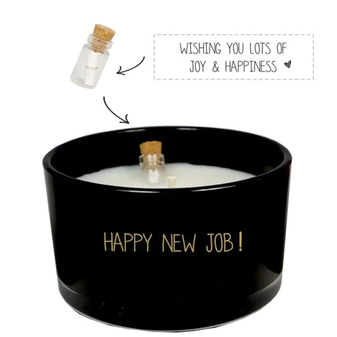 Flessenpost kaars - Happy new job! - WARM CASHMERE