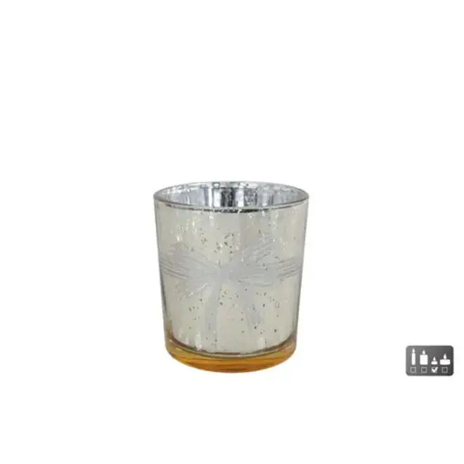 Theelichthouder Strik S goud glas 7,5x7,5x8cm