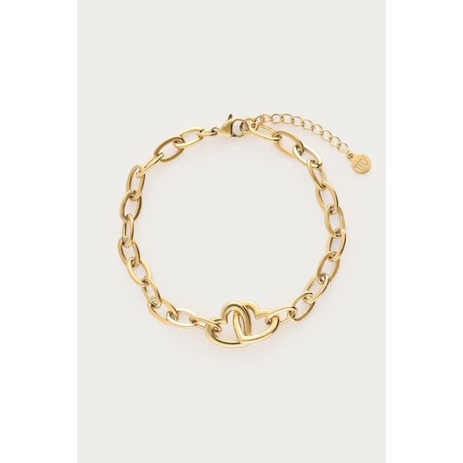 Midnight armband met twee hartjes goud