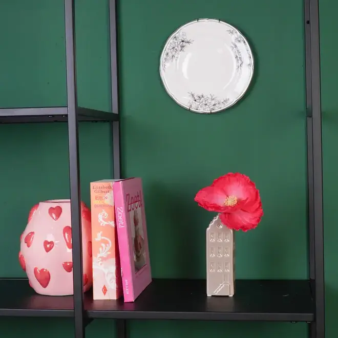 Bloemenvaas - Huis Vaas - Keramiek - Taupe - 5x4,5x14,5 cm