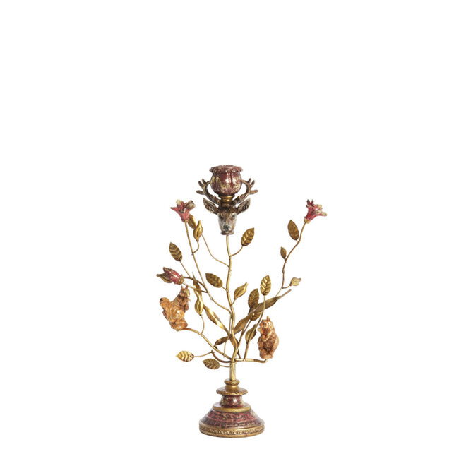 Kandelaar 19x9x35 cm SORYN bordeaux+bruin+goud