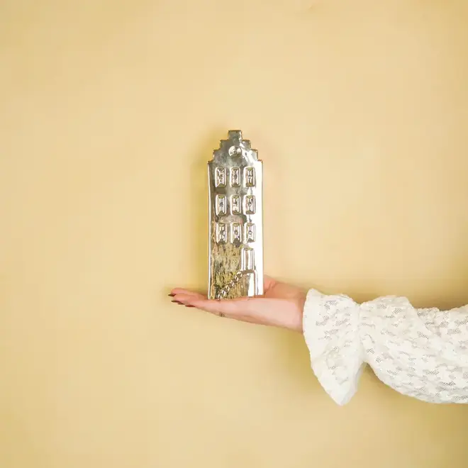 Bloemenvaas - Huis Vaas - Keramiek - Goud - 7,5x6x23 cm