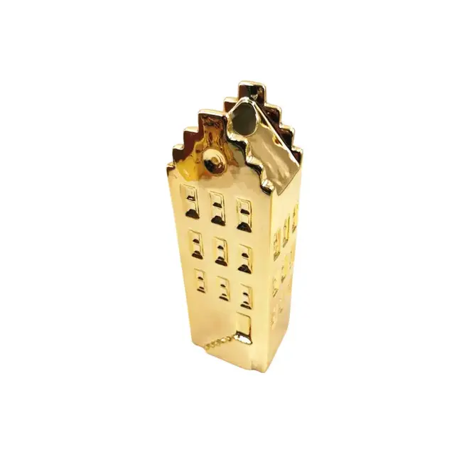 Bloemenvaas - Huis Vaas - Keramiek - Gold - 5x4,5x14,5 cm