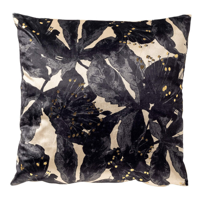 MOSI - sierkussen 45x45 cm - bloemenprint - Brazillian Sand - beige, zwart