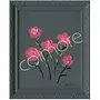 Handpainting flower pink/grey w/frame 40x50