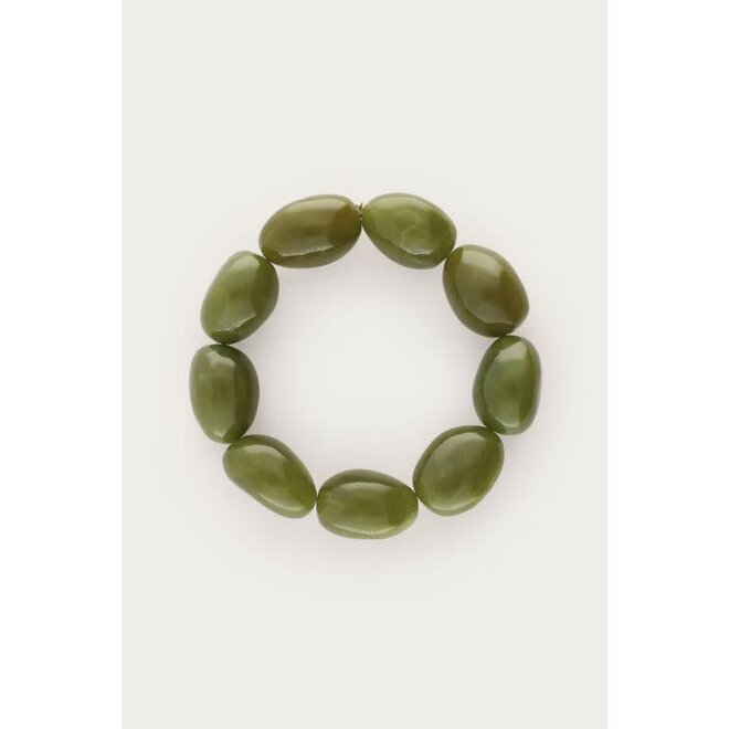 Donkergroene statement armband met kralen