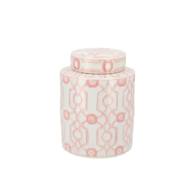 Hailey pink porcelain jar pattern 16x21cm