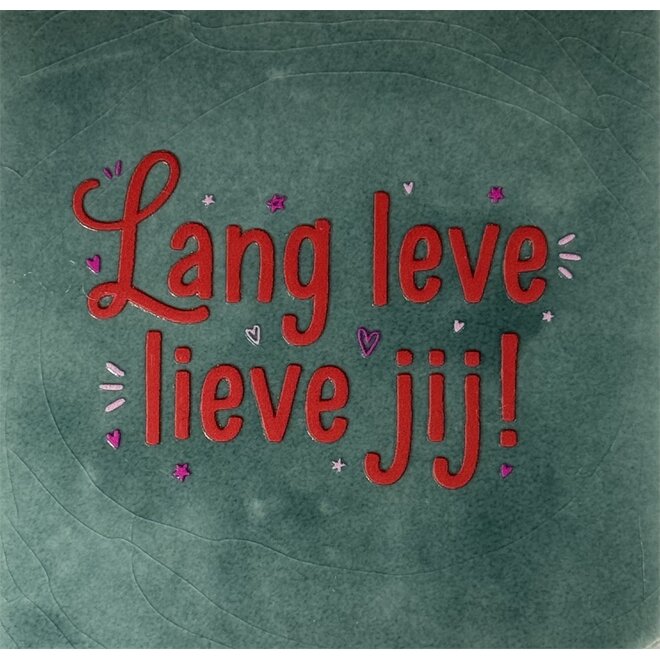 Tegeltje Lang leve lieve jij zeegroen/rood(knalroze-warmroze)
