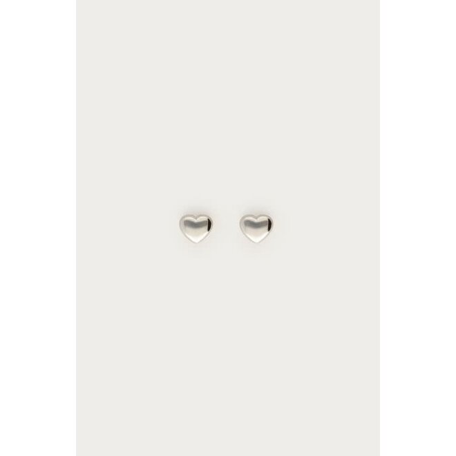 Love stud chubby hart Zilverkleurig