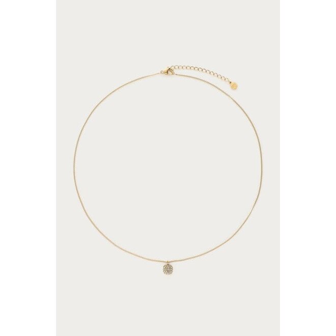 Love ketting met vierkante strass steen Goudkleurig