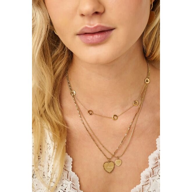 Love ketting met open hartjes Goudkleurig