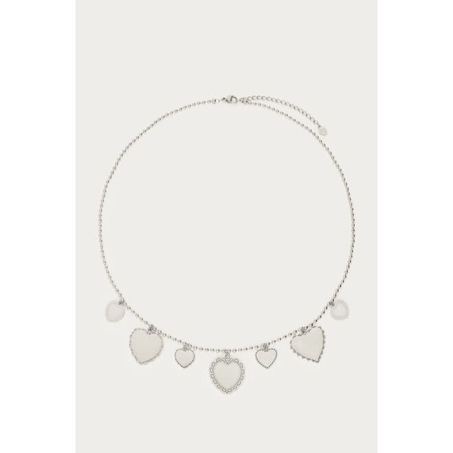 Love ketting met zeven hartjes Zilverkleurig