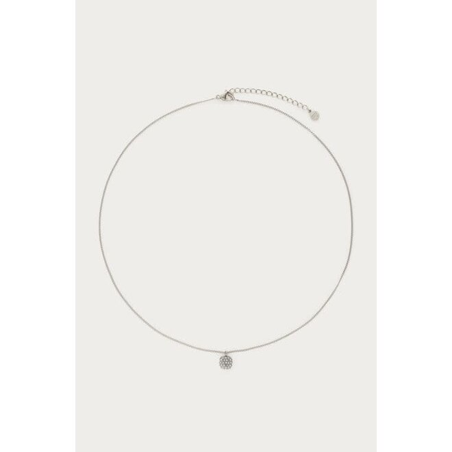 Love ketting met vierkante strass steen Zilverkleurig