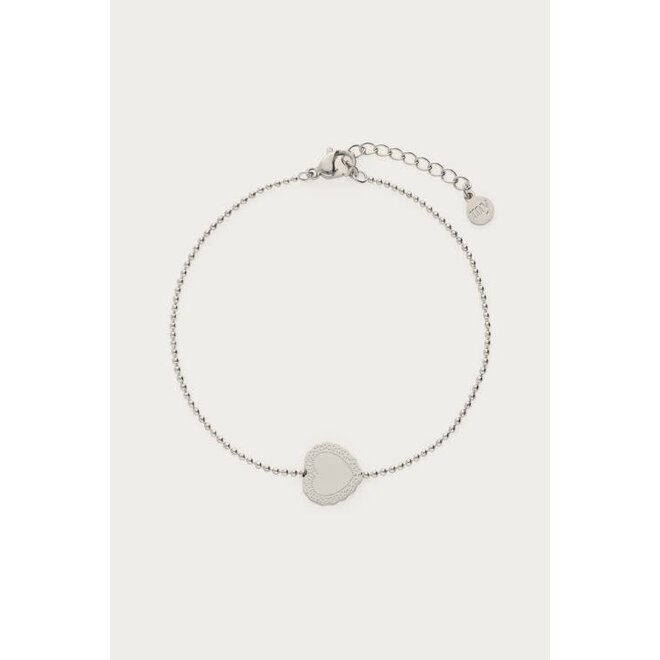 Love armband met hartvormige bedel zilverkleurig