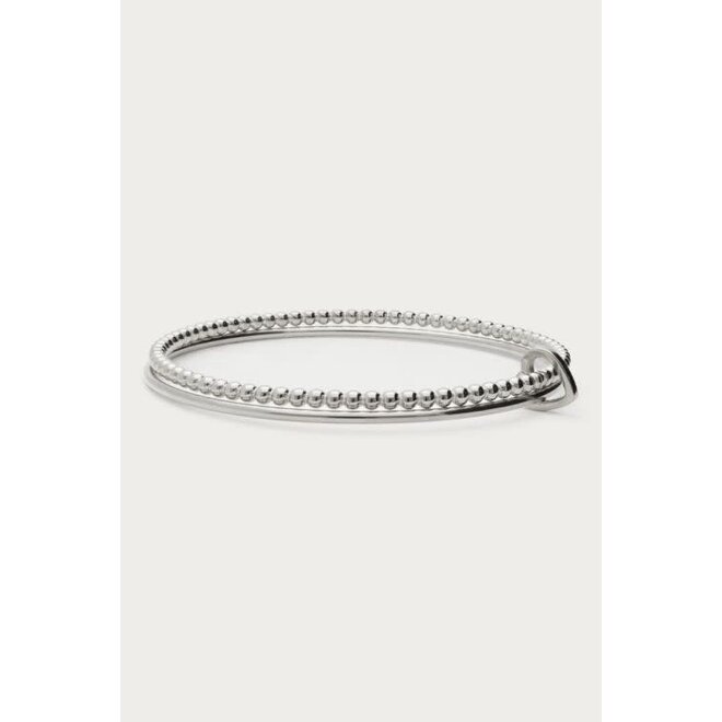 Love dubbele bangle met hartje Zilverkleurig