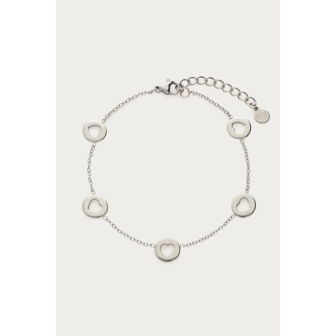 Love armband met open hartjes Zilverkleurig