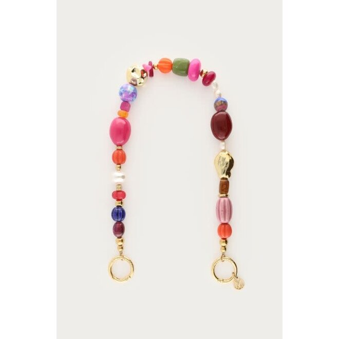 Mulitkleur telefoonkoord met chunky kralen