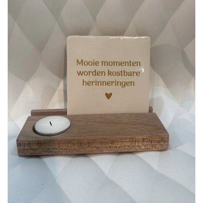 Display hout met theelicht (1 tegel)