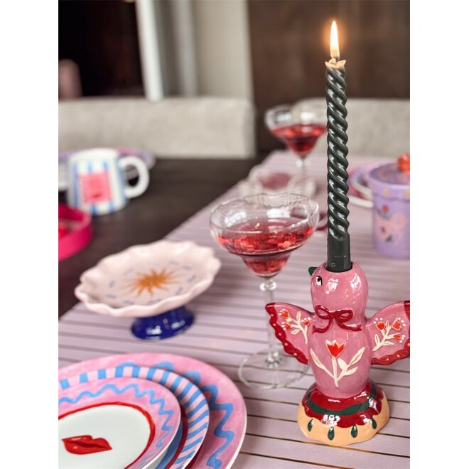 Aardewerk kaarsenstandaard emberbeak wb