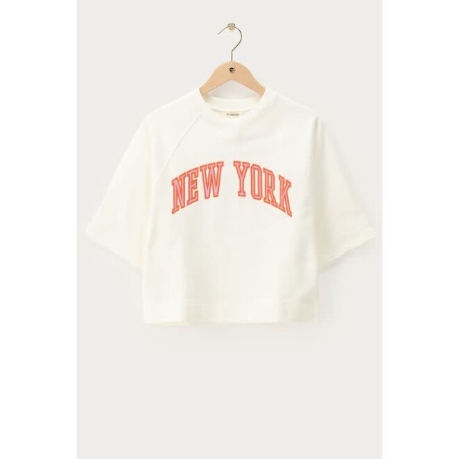 Witte sweater met korte mouwen "New York"