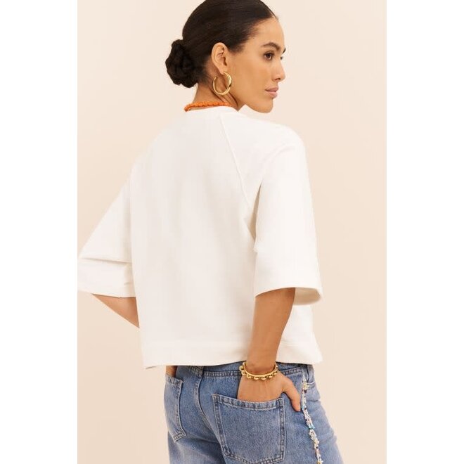 Witte sweater met korte mouwen "New York"