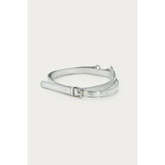 Zilverkleurige crossbody tas met croco design