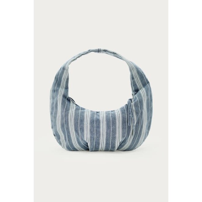 Blauwe denim schoudertas met strepen