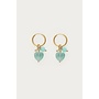 Botanical oorringen met blauwe hartjes en kralen