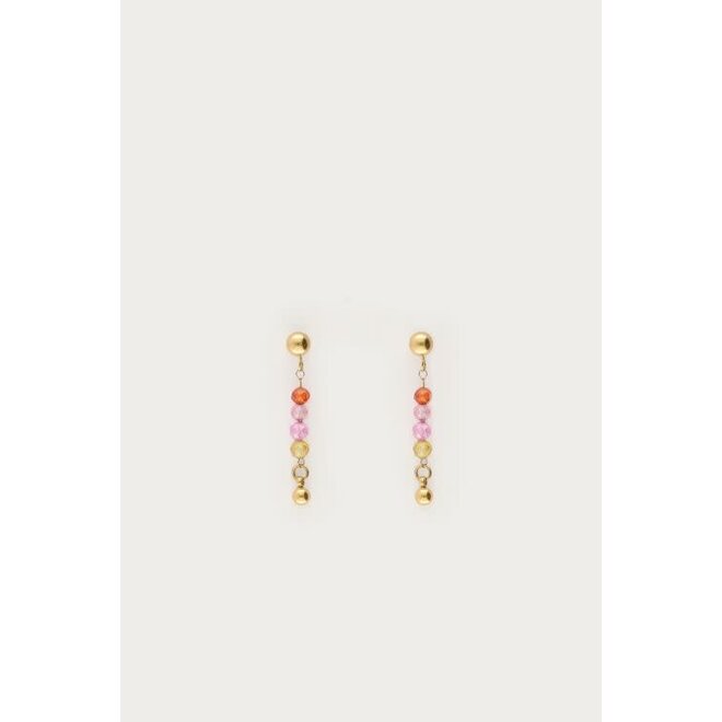 Botanical stud met mini multikleur kralen