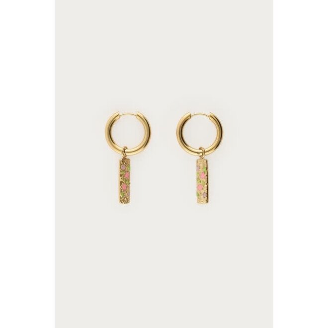 Botanical oorringen met bloemen bedel