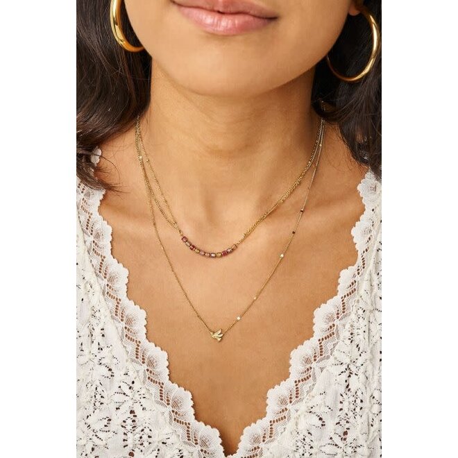 Botanical minimalistische ketting met vogel