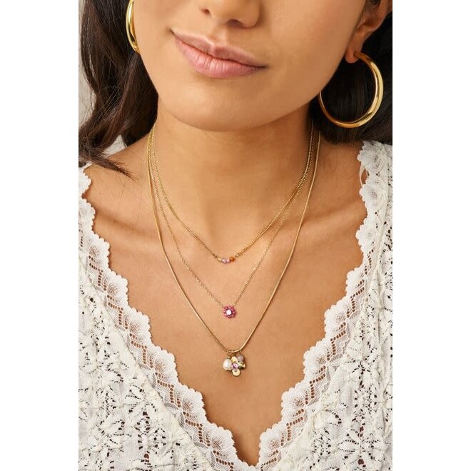 Botanical ketting met vier multikleur kralen