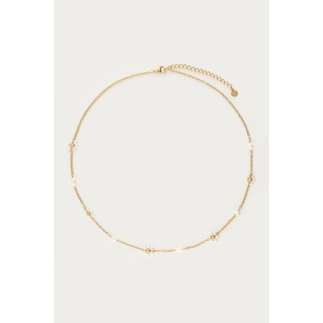 Botanical ketting met zoetwaterparel bloemen
