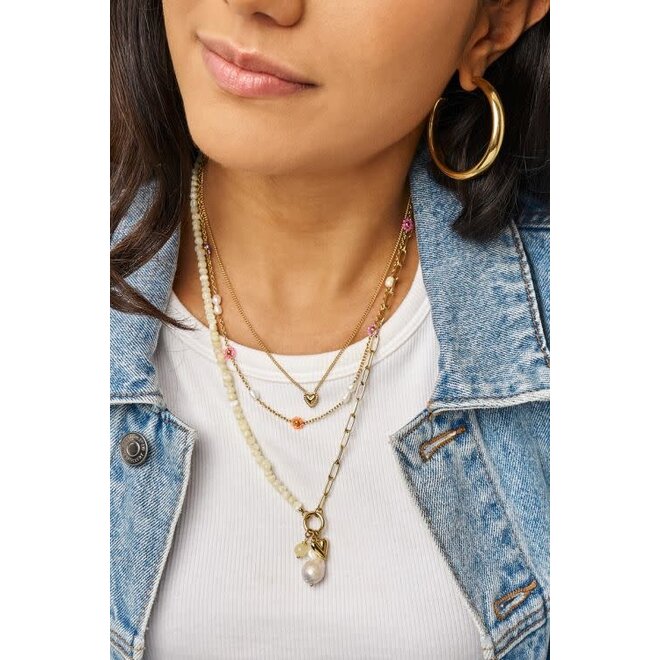 Botanical ketting met bloemen en zoetwaterparels