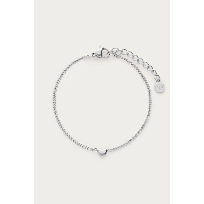 Botanical armband met fijn hartje zilverkleurig