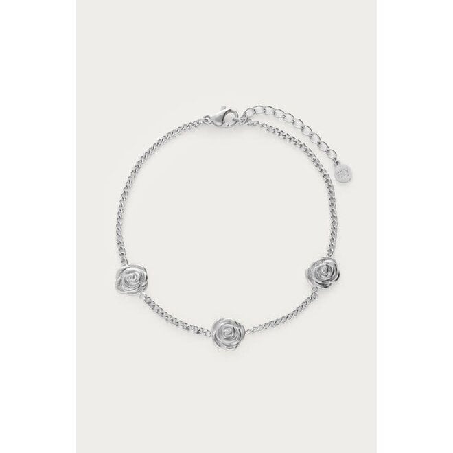 Botanical armband met drie rozen zilverkleurig