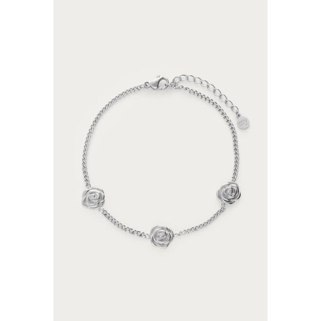 Botanical armband met drie rozen zilverkleurig