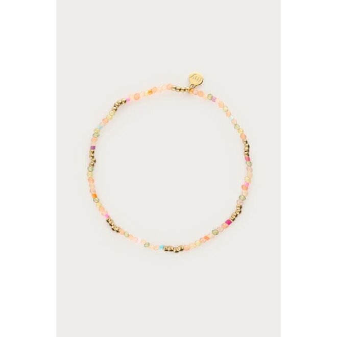 Botanical elastieken armband met groene kralen