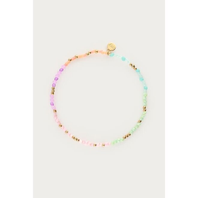 Botanical elastieken armband met multikleur kralen